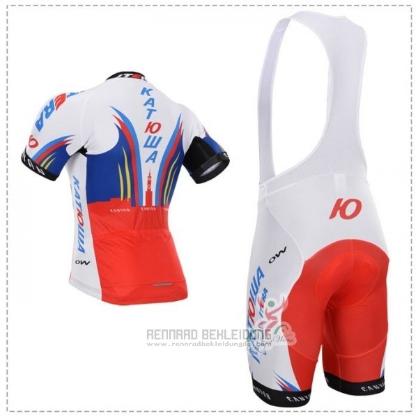 2018 Fahrradbekleidung Katusha Wei Blau Rot Trikot Kurzarm und Tragerhose